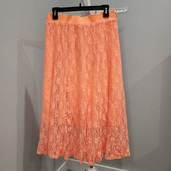 Lapis Lilac orange lacey skirt large maxi partially lined - Picture 1 of 6